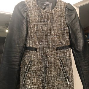 Pleather Sleeved Long Coat